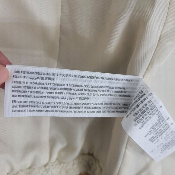 Abercrombie and Fitch Fleece Moto Jacket Women Small Faux Leather Trim Beige - Picture 13 of 13